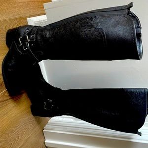 Marc Fisher black leather knee high boots.